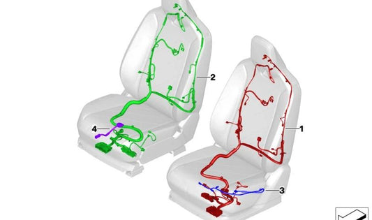 Left seat harness for BMW I20 (OEM 61125A36C73). Original BMW