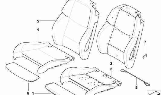 Funda asiento tela/cuero OEM 52108043140 para BMW E90 M3 y E92 M3. Compatible con modelos: PM91, PM92, VA91, VA92, KG91, KG92, WD91, WD92. Original BMW. Color antracita.