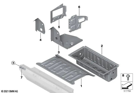 Pinselboden/linker Hinterradpass für BMW i20 (OEM 41009629377). Original BMW.