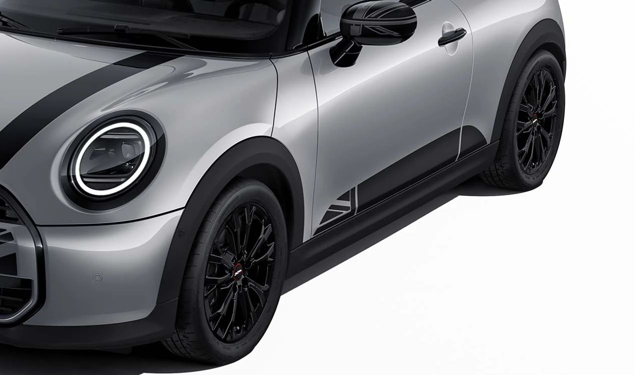 Folhas adesivas Heritage Black Side Panel OEM 51145B4C7C0 para Mini F66, Cabrio F67. Mini original.