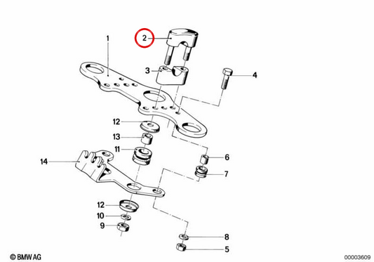 Supporto superiore in OEM nero OEM 32711235879 per BMW R50, R60, R75. BMW MOTORAD originale.