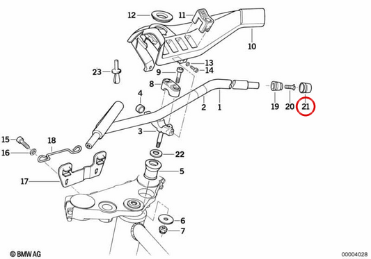 Tappo manubrio OEM 32712307452 per motociclette BMW K100 LT, K1100 RS... e altro ancora. BMW Motorrad originale.