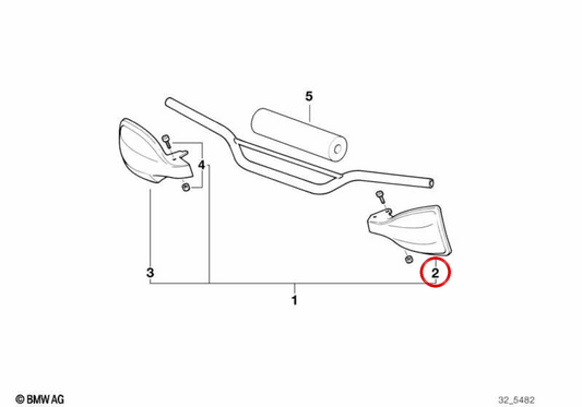 Protection de la main gauche OEM 32712316601 pour motos BMW F 650, F 650 ST. BMW Motorrad d'origine.