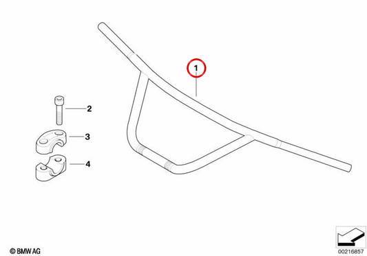 Guidon large OEM 32712335431 pour motos BMW R 850 C, R 1200 C, R 1200 C Independent. BMW Motorrad d'origine.