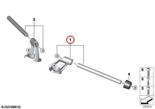 Linker Lenkerstummel OEM 32715A738B5 für BMW R 1300 RS (KA5) Motorräder ab 04/2025. Original BMW Motorrad