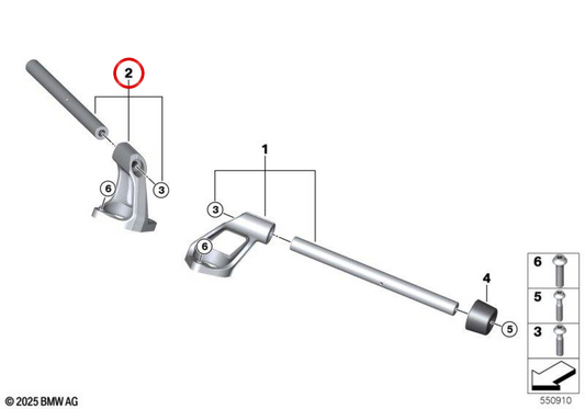 Guidon droit OEM 32715A738B6 pour motos BMW. Original BMW Motorrad.