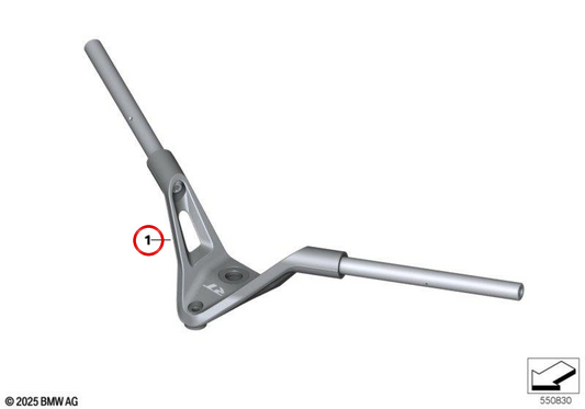 Manubrio forgiato in alluminio argento OEM 32715A738B9 per moto BMW R 1300 RT (da 03/2025). Originale BMW Motorrad.