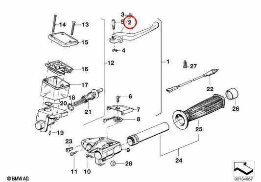 Alavanca de freio direita em prata OEM 32722324812 para BMW Motorrad (Modelos compatíveis: R1200GS, R1250GS, S1000XR, F850GS, F900R, F900XR). BMW genuíno.