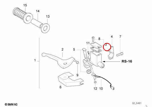 Couvercle de frein à main OEM 32722345423 pour motos BMW F650, F650ST. BMW Motorrad d'origine.