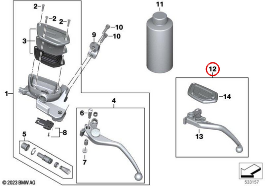 Einstellbarer Kupplungshebel Option 719 Shadow schwarz OEM 32725A82DA6 für BMW Motorrad R 12 nineT, R 12 nineT A2, R 12 und R 12 G/S. Original BMW Motorrad