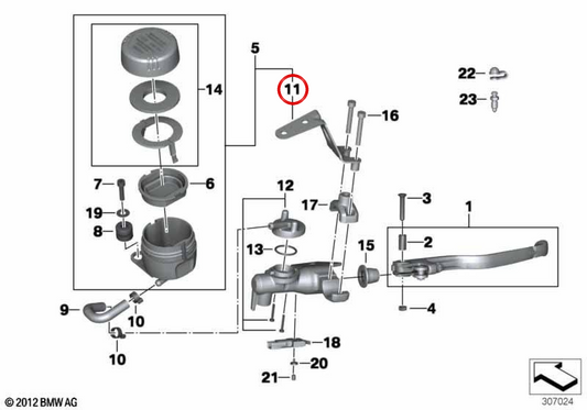 Containerhalterung OEM 32727703692 für BMW F800S, F800ST, F800GT. Original BMW Motorrad.