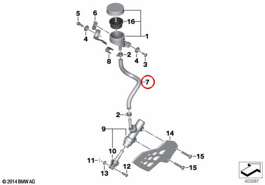 Mangueira de freio traseiro OEM 32727722867 para motocicletas BMW Motorrad S 1000 RR, HP4. Originais BMW Motorrad.