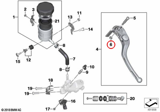 Tuerca OEM 32727723277 para motos BMW Motorrad M 1000 R, M 1000 RR, HP4, S 1000 RR... y más. Original BMW Motorrad.
