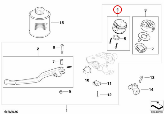 Réservoir de compensation d'embrayage OEM 32727723421 pour motos BMW R1200GS, R1200GS Adventure, R1200R, K1300R, K1300GT. BMW Motorrad d'origine.