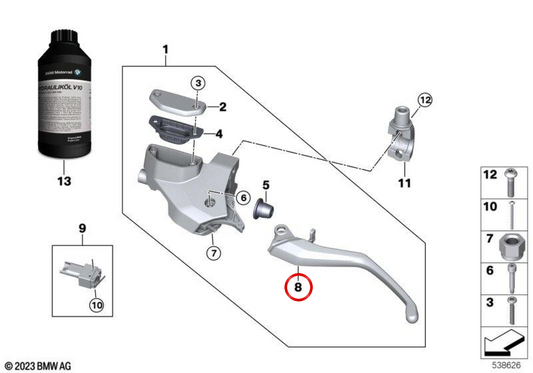 Set leva frizione Enduro nero/argento OEM 32727914883 per moto BMW R 1300 GS, R 1300 GS Adventure, R 1300 R, R 1300 RS. Originale BMW Motorrad