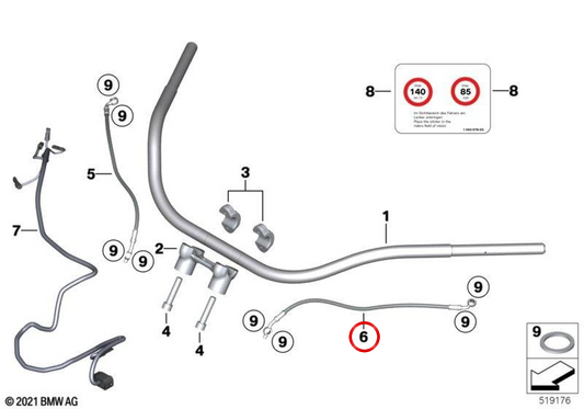 DUCTO DE EMBLETA OEM 32727923470 PARA BMW R 18, R 18 MOTORCICLAS CLÁSSICAS. BMW Motorrad original.