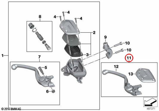 Kit de montagem de freio dianteiro OEM 32727923875 para motocicletas BMW R nineT, R nineT Pure, R nineT Scrambler, R nineT Racer, R nineT Urban G/S. Originais BMW Motorrad.