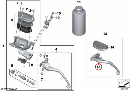 Klassischer Kupplungshebel OEM 32728404091 für BMW R nineT, R nineT Pure, R nineT Scrambler, R nineT Racer, R nineT Urban G/S Motorräder. Original BMW Motorrad.