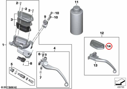Copertura sinistra del serbatoio del vaso di espansione Opzione 719 Classic OEM 32728404097 per moto BMW R nineT, R nineT Pure, Scrambler, Racer, Urban G/S… e altro. Originale BMW Motorrad.