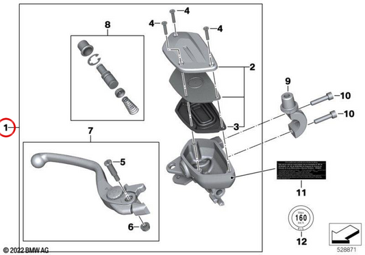 Ensemble de frein à main OEM 32728548389 pour BMW Motorrad S 1000 XR (K49). BMW Motorrad d'origine.