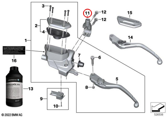 Linke Halteklammer OEM 32728548505 für BMW R1200RT, R1250RT Motorräder. Original BMW Motorrad.