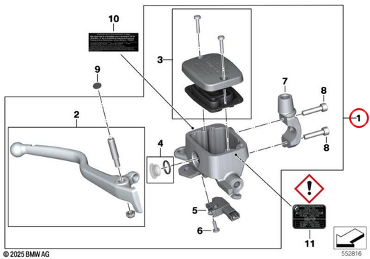 Ensemble de frein à main de roue avant OEM 32728558171 pour BMW Motorrad C 400 GT, C 400 X... et plus. BMW Motorrad d'origine.