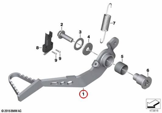 Pédale de frein OEM 32728558705 pour BMW Motorrad R nineT Scrambler, R nineT Urban G/S. BMW Motorrad d'origine.