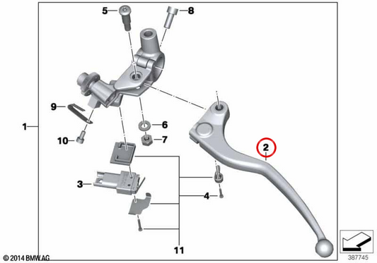 Palanca de embrague OEM 32728559470 para motos BMW S 1000 RR (K46) y S 1000 R (K47). Original BMW Motorrad.