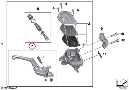OEM Handbremshebel 32729457348 für BMW S 1000 R, S 1000 XR Motorräder. Original BMW Motorrad.