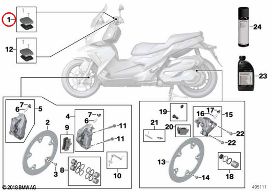 Satz Deckel für Ausgleichsbehälter der vorderen Bremse OEM 32729480023 für BMW Motorrad CE 04, C 400 GT, C 400 X... und mehr. Original BMW Motorrad