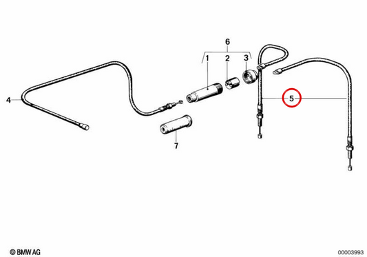 OEM Links Kabelkabel 32731240817 für BMW R45, R65, R65LS, R80, R100. Original BMW.