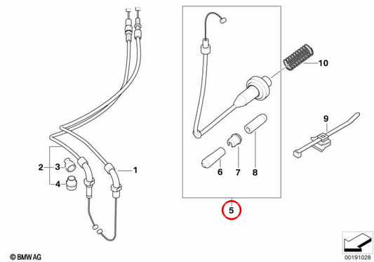 Bowdenzug zur Geschwindigkeitsregulierung OEM 32737701213 für BMW K1200GT, K1300GT Motorräder. Original BMW Motorrad.