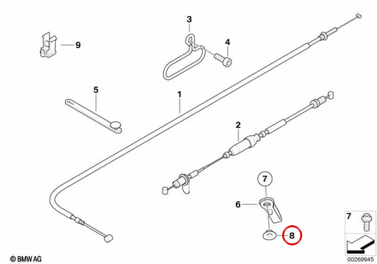 Casquillo con collar OEM 32737717081 para motos BMW F800 S, F800 ST, F800 R, G450 X... y más. Original BMW Motorrad.