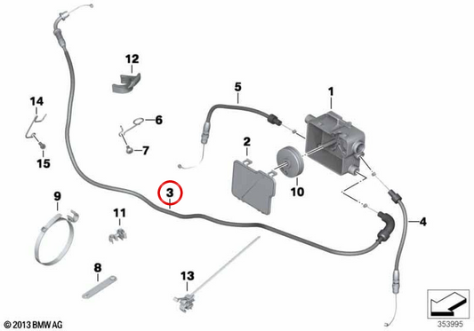 OEM accelerator cable 32738527554 for BMW motorcycles R 1200 GS, R 1200 GS Adventure, R 1200 R, R nineT, R nineT Urban G/S... and more. Original BMW Motorrad.