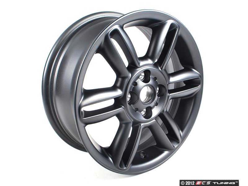 Cerchio in lega leggera nera 6.5Jx16 ET48 OEM 36116793404 per MINI R56, R55 Clubman, R57 Cabrio, R58 Coupé, R59 Roadster... e altro ancora. MINI originale.