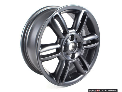 Cerchio in lega leggera nera 6.5Jx16 ET48 OEM 36116793404 per MINI R56, R55 Clubman, R57 Cabrio, R58 Coupé, R59 Roadster... e altro ancora. MINI originale.