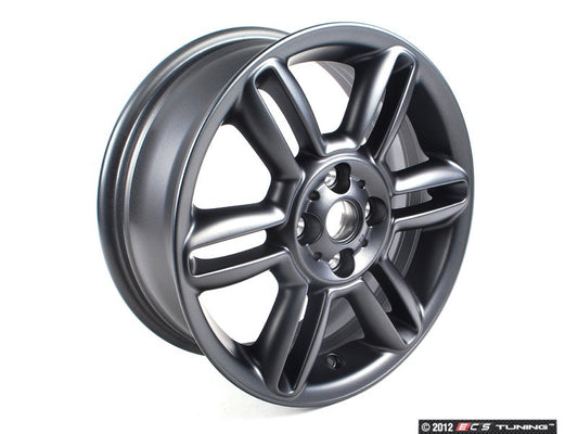 Cerchio in lega leggera nera 6.5Jx16 ET48 OEM 36116793404 per MINI R56, R55 Clubman, R57 Cabrio, R58 Coupé, R59 Roadster... e altro ancora. MINI originale.