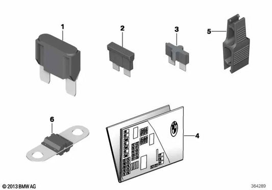 Fuse Arrangement Card for BMW 5 Series F07, F10, F11, F18, 6 Series F06, F12, F13, 7 Series F01, F02, F04 (OEM 71239238195). Original BMW