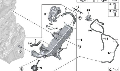 Soporte para manguito OEM 11641740398 para BMW F20, F21, F22, F23, F30, F31, F34, F32, F33, F36, E60, E61, F10, F11, G30, G31, E63, E64, G11, G12, F25, F26, F15, F16. Original BMW.