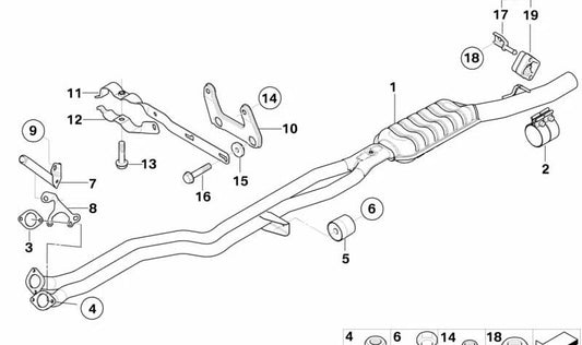 Vibrações OEM Amppler 18307526622 para BMW E60 e E61 (520i, 525i, 530i com motor M54). Compatível com mudanças manuais e automáticas. Adequado apenas para versões com tração traseira. BMW original.