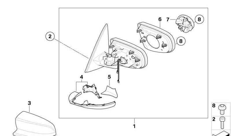 Cubierta mecanismo de trinquete derecho para BMW E70, E71 (OEM 51167233056). Original BMW