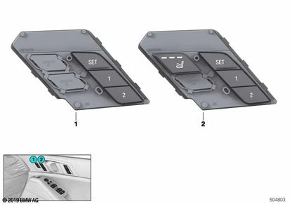 Unidad operación funciones asiento derecho OEM 61319436035 para BMW X5 G05, X5 M F95, X6 G06, X7 G07... y más. Original BMW.