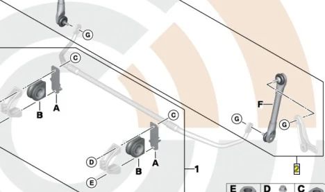 Repair Kit Stabilizers OEM 31352347945 for BMW E60, E60N, E61, E61N. Includes left and right clay + nuts. Original BMW.