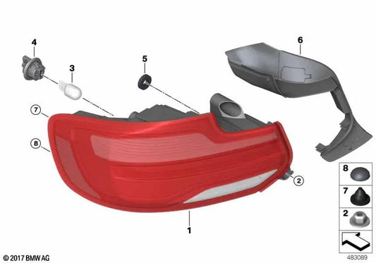 Rear light seal for BMW 2 Series F22N, F23N, F87N (OEM 63217490927). Original BMW.
