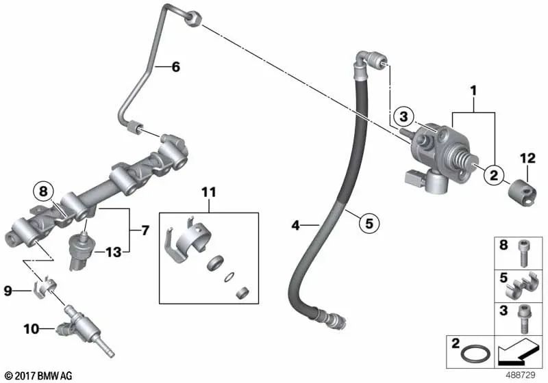 Einspritzrohr für Mini R55N, R56N, R57N, R58, R59, R60 (OEM 13537592426). Original Mini