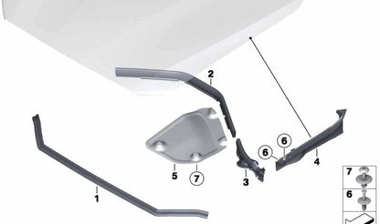Left sidewall seal for BMW F20, F21, F22, F23, F87 (OEM 51767269997). Original BMW