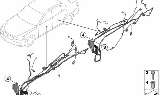 Fiação da porta do lado do motorista para BMW Série 6 F13N (OEM 61126979635). BMW originais.