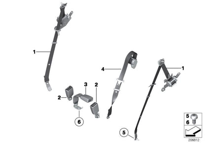 Cinturón de seguridad trasero OEM 72119159298 para BMW F07 y F07N. Original BMW.