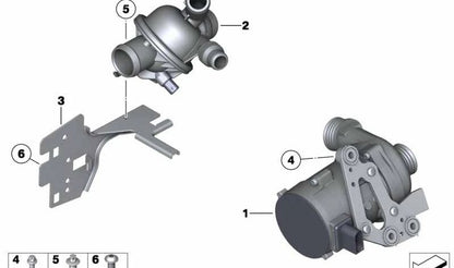 Bomba de agua eléctrica OEM 11518635092 para BMW F10, F11, F18, F01, F01N, F02, F02N, F25. Pieza original del sistema de refrigeración. Repuesto original BMW.