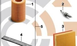 Linha de valor de inspeção II OEM 88002336376 para BMW E60, E60N, E61, E61N, E63, E63N, E64, E64N. Inclui filtro de óleo, filtro de ar, filtro de cabine e 8 velas de ignição. BMW original.